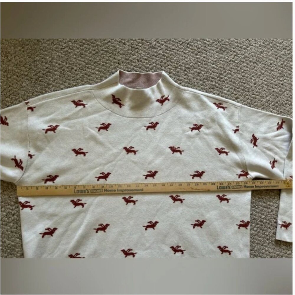Anthropologie Maeve The Carys Mock-Neck Sweater dachshund dog graphics size XL - Picture 9 of 10